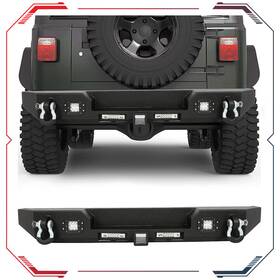 A-carp127245s01 A-carparts Steel Rear Bumper Combo Black For Wrangler Tj 1997-2006 With 4x Led Lights