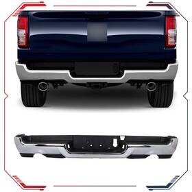 A-carp12913501s A-carparts For 2019-2024 Ram 1500 Chrome Steel Rear Step Bumper With Dual Exhaust 68299101ac