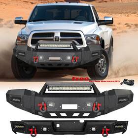 Aaiwa 759031062456 For 2006-2009 Dodge Ram 2500/3500 Steel Front Rear Bumper With Led Light 001