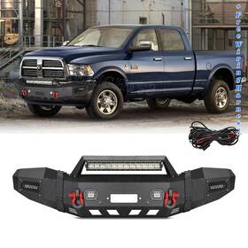 Aaiwa 759031062463 For 2006-2009 Dodge Ram 2500/3500 Steel Front Bumper With Winch Plate Lights Wiring