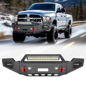 Aaiwa 765123684239 Black Front Bumper Steel With Winch Plate&lights For 2003-2005 Dodge Ram 2500/3500