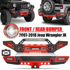 Eg-qg012-jk-hg09 Aaiwa For 2007-2018 Jeep Wrangler Jk Jku Front Rear Bumper With Fog Lights And Wire