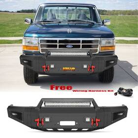 Fx5qg-01 Aaiwa Steel Front Bumper For 1992-1997 Ford F150/f250/f350 With Winch Plate 001