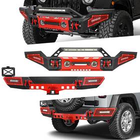 Jkqg013-hg09 Aaiwa For 2007-2018 Jeep Wrangler Jk Jku Steel Front Rear Bumper With Winch&lights