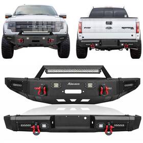 Qpsvt-hg01 Aaiwa Qpsvt-qg01/ Steel Front /rear Bumper With Winch Plate Led For 2010-2014 Ford F150 Svt Raptor