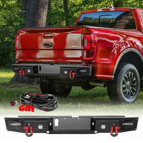 Ra-qg-hg02-m Aaiwa Steel Rear Bumper With Led Lights And Wire D-rings For 2019-2023 Ford Ranger