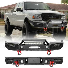 Ra-qg02-hg02 Aaiwa Full Width Front And Rear Bumper For 1998-2011 Ford Ranger With Winch Plate Lights