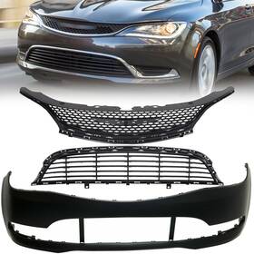 68202988ac Aftermarket Products New Front Bumper Cover Upper And Lower Grille For 2015-2017 Chrysler 200 4-door V6