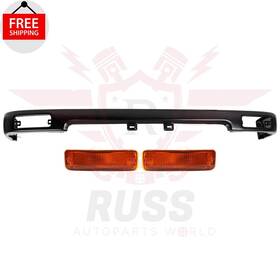 To1002101 Aftermarket Products New Front Black Bumper And Signal Lamp 3pc Fits 1989-1991 Toyota Pickup Truck