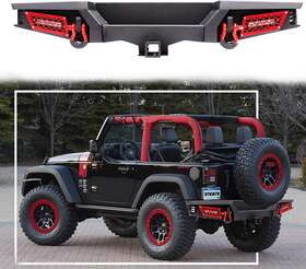 Eg-qg01-jk-hg01 Aiwargod Front Rear Bumper With Paintable Trim Led Light For 2007-2017 Jeep Wrangler Jk Red