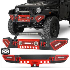 Eg-qpjkqg012 Aiwargod Eg-qpjkhg09 For 2007-2018 Jeep Wrangler Jk Steel Front Or Rear Bumper With Led Lights