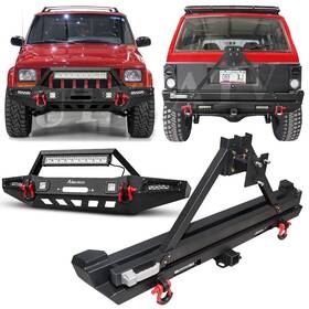 Eg-qpxj-qg01 Aiwargod For 1984-2001 Jeep Cherokee Xj Front Rear Bumper Assembly With D-rings Winch Plate