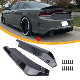 Th09bk Aliokee Glossy Black Rear Bumper Diffuser Splitter Canards For Dodge Charger 2006-2022