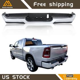 Ml1925896le Antuko Rear Bumper For 2019-2023 Ram 1500 Single Exhaust Steel Without Park Sensors Chrome