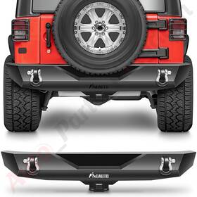 11416791 Apk Rear Bumper For 2007-2018 Jeep Wrangler Steel With 2x D-rings Black Powder Coated