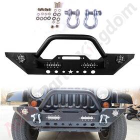 11416793 Apk Front Bumper Steel Black For 07-17 Jeep Wrangler With Winch Plate D-ring Led Light