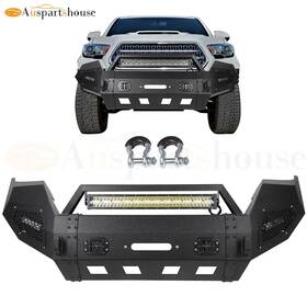 12274172 Auspartshouse New Powder Coat Steel Front Winch Bumper W 5x Leds For 2016-2023 Toyota Tacoma