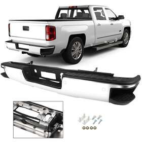 9863585 Auspartshouse Chrome Rear Silver Bumper Park Assist For 2014-2018 Chevy Silverado Sensor Holes