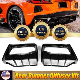 At19052801 Autoboss22 Rear Bumper Fin Diffuser Lower Spoiler For Chevy Corvette C8 2020-24 Gloss Black