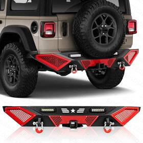 Beysh0000826be Autobull For 07-18 Jeep Wrangler Jk Rear Bumper With Led Lights Hitch Receiver Full Width