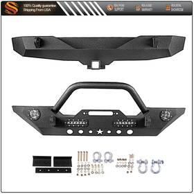 Aut83578601s Autodealsparts For 2007-2018 Jeep Wrangler Jk Textured Black Steel Front Rear Bumper Assembly