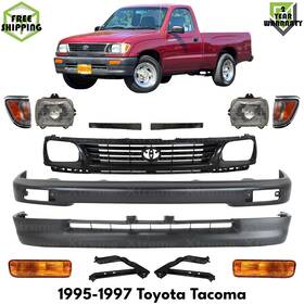 Autoelements Us 14498261 Front Bumper Primed Steel And Headlights Assembly Kit For 1995-1997 Toyota Tacoma