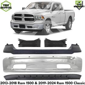 13433968 Autoelements Usa Front Bumper Chrome Kit For 2013-2018 Ram 1500 And 2019-2024 Classic
