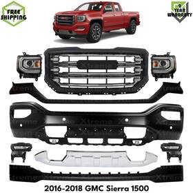 17803181 Autoelements Usa Front Bumper Paintable Steel And Headlights Kit For 2016-2018 Gmc Sierra 1500