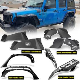 Jk01g101b Autofree Autopart Jk01h101 For 2007-2018 Jeep Wrangler Jk Fender Flares Inner Fenders Liners With Led Lights