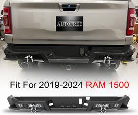 Nrm03b102-bx Autofree Rear Bumper For 2019-2024 Ram 1500 Heavy Duty Steel With 2 Led Lights D-rings Set