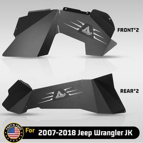 Wsajk01g102b-bx Autofree-offroad For 2007-2018 Jeep Wrangler Jk Jku Black Steel Front/rear Inner Fender Liners