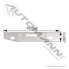564.59120c Automann Kenworth T800 Bumper Chrome With Fog Light And Tow Hook Cutouts Usa 1988 - 2003