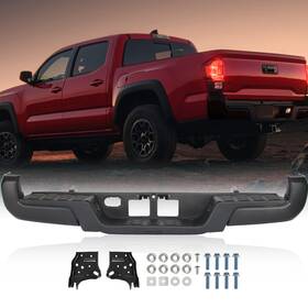 To1103125 Autop76 Black Steel Rear Bumper Assembly For 2016-2023 Toyota Tacoma Without Sensor Hole