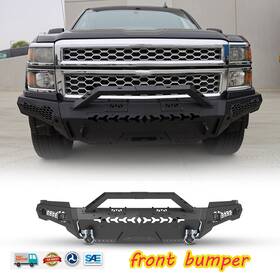 Autopart 768067219192 For 14-15 Chevy Chevrolet Silverado 1500 Steel Front Bumper With D-ring Shackles