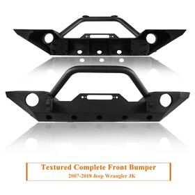 Au160116py01 Autopuppy Black Textured Front Bumper With Oe Fog Lights Housing For Jeep Wrangler Jk 07-18