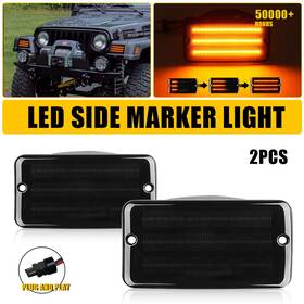 84185031 Auxito 84806032 Fit 97-06 Jeep Tj Wrangler Front Led Bumper Side Marker Light Dynamic Amber 2pcs