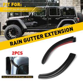 Dlc-jl-18-21 Auxito 2/4x Water Gutter Rain Extension Fit Car For Jeep Wrangler Jl 18-21 Jt Gladiator