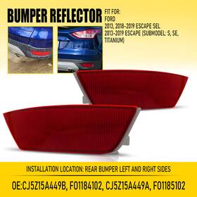 Hgd-escape-13-19r Auxito For 2013-2019 2014 2015 Escape S Se Titanium Rear Bumper Reflector Set Fo1184102