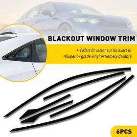 Tz-cc-civic-16-21 Auxito 6pcs Chrome Blackout Delete Window Trims For 2016-2021 Honda Civic Sedan Black