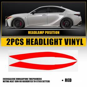 Tz-is350-21-25-bd2r Auxito 2x Headlight Marker Side Overlay Vinyl Red Fit Is300 Is500 Lexus Is350 2021-2025