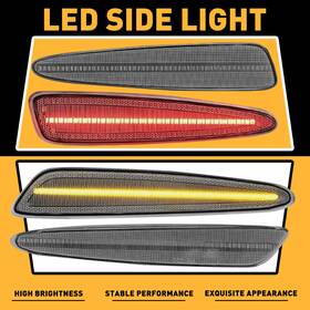 Yzb-c6-05-13tm Auxito Clear Side Led Lens Marker Fit Light 2005-2013 Corvette C6 Chevy Front And Rear