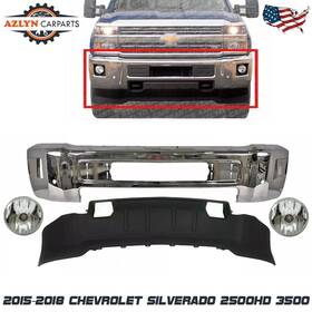 22978557 Azlyn Carparts Front Bumper Chrome Steel Valance Fog For 2015-2018 Silverado 2500hd 3500hd
