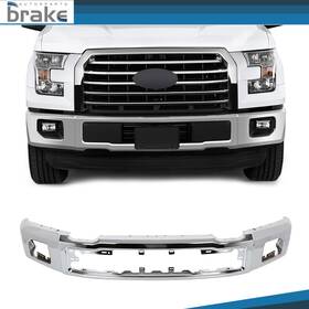 Br128555tr Bator Front For 15-17 Ford F150 Pickup Bumper Chrome Steel Face Bar With Fog Light Holes
