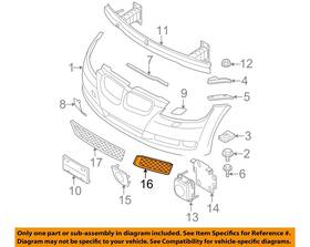 51117154722 Bmw Oem 07-10 335i Front Bumper Grille Components-screen