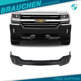 Br128550au01 Brau For Chevy Silverado 1500/ld With Fog Light Hole 16-19 Black Front Bumper Face Bar