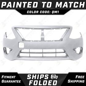 Ni1000299 Bumpers That Deliver New Painted Qm1 - White Front Bumper Cover Fascia For 2015-2019 Nissan Versa