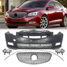 Gm1000952 Carparts Love Auto For 2014-2016 Buick Lacrosse New Complete Front Bumper Cover Grille Kit Black