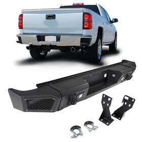 Z12526101g Cciyu Black Steel Step Rear Bumper For 2007-2013 Chevy Silverado 1500/gmc Sierra 1500