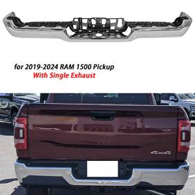 Ch1102382 Cequent Unbranded Chrome Steel Rear Bumper Face Bar With Single Exhaust Fit For 2019-2024 Ram 1500