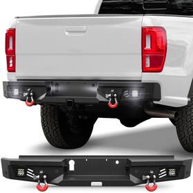 Bp-f1014 Crazemotor Steel Black Rear Bumper For 2019-2023 Ford Ranger With Led Lights And Sensor Holes